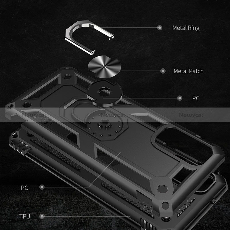 Silicone Matte Finish and Plastic Back Cover Case with Magnetic Finger Ring Stand MQ3 for Samsung Galaxy S20 FE 5G