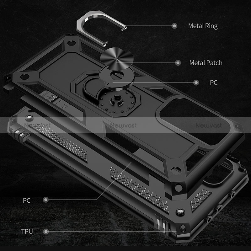 Silicone Matte Finish and Plastic Back Cover Case with Magnetic Finger Ring Stand MQ3 for Xiaomi Mi 10T Pro 5G
