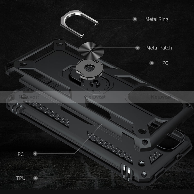 Silicone Matte Finish and Plastic Back Cover Case with Magnetic Finger Ring Stand MQ3 for Xiaomi Mi 11i 5G