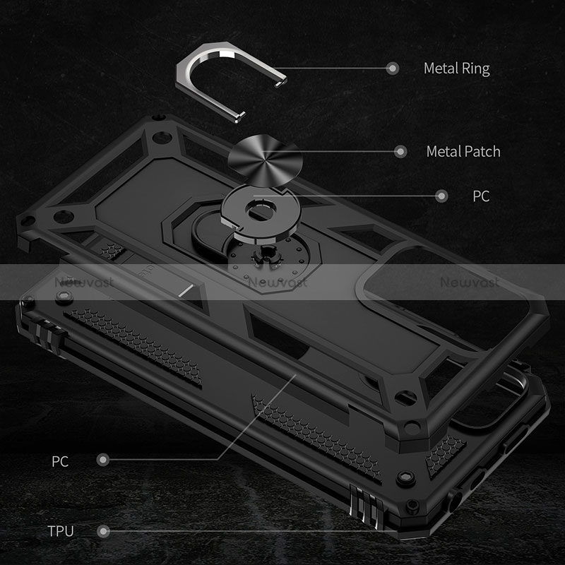 Silicone Matte Finish and Plastic Back Cover Case with Magnetic Finger Ring Stand MQ3 for Xiaomi Mi 11i 5G (2022)