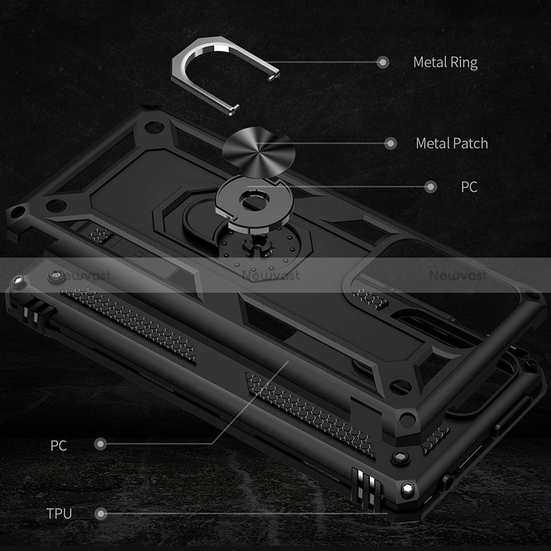 Silicone Matte Finish and Plastic Back Cover Case with Magnetic Finger Ring Stand MQ3 for Xiaomi Mi 11T Pro 5G