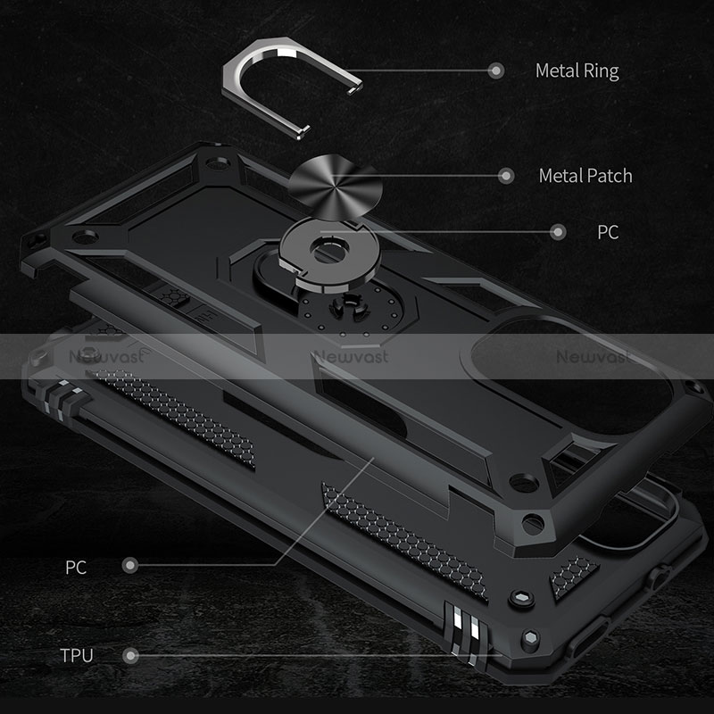 Silicone Matte Finish and Plastic Back Cover Case with Magnetic Finger Ring Stand MQ3 for Xiaomi Mi 11X 5G