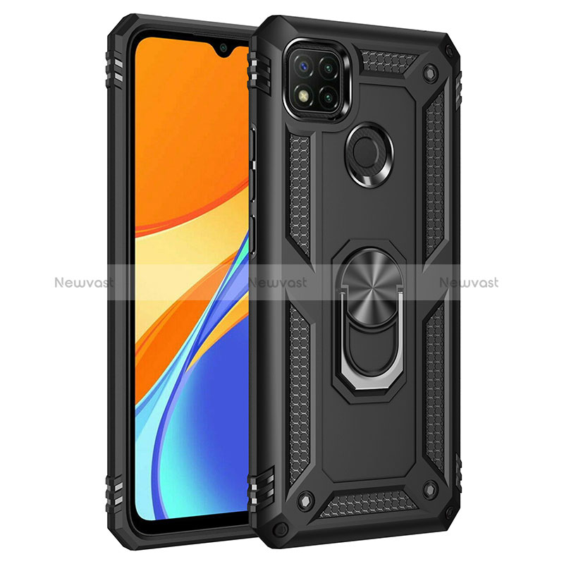 Silicone Matte Finish and Plastic Back Cover Case with Magnetic Finger Ring Stand MQ3 for Xiaomi POCO C3