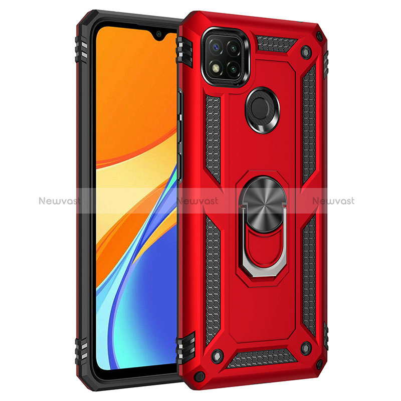 Silicone Matte Finish and Plastic Back Cover Case with Magnetic Finger Ring Stand MQ3 for Xiaomi POCO C3