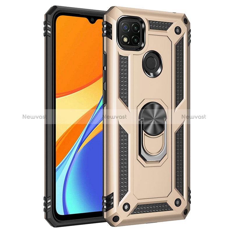 Silicone Matte Finish and Plastic Back Cover Case with Magnetic Finger Ring Stand MQ3 for Xiaomi POCO C31