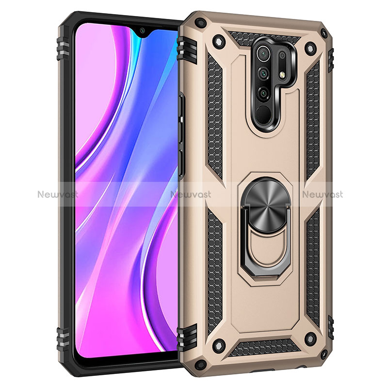 Silicone Matte Finish and Plastic Back Cover Case with Magnetic Finger Ring Stand MQ3 for Xiaomi Poco M2