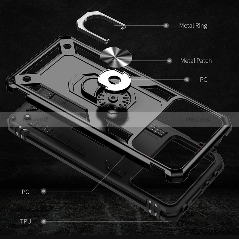 Silicone Matte Finish and Plastic Back Cover Case with Magnetic Finger Ring Stand MQ3 for Xiaomi Poco X4 Pro 5G