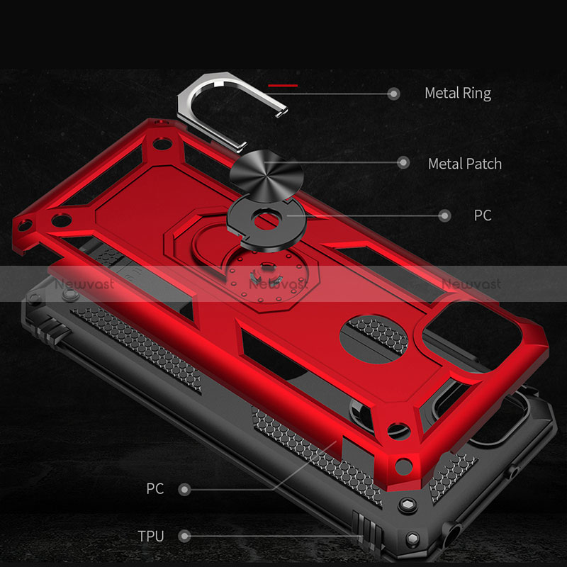 Silicone Matte Finish and Plastic Back Cover Case with Magnetic Finger Ring Stand MQ3 for Xiaomi Redmi 9 Activ