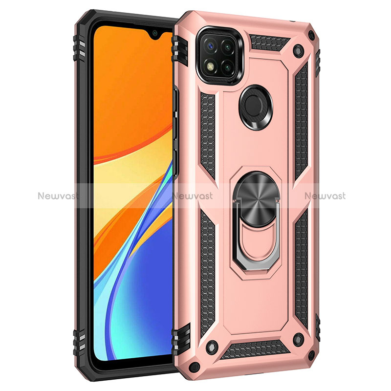 Silicone Matte Finish and Plastic Back Cover Case with Magnetic Finger Ring Stand MQ3 for Xiaomi Redmi 9 Activ