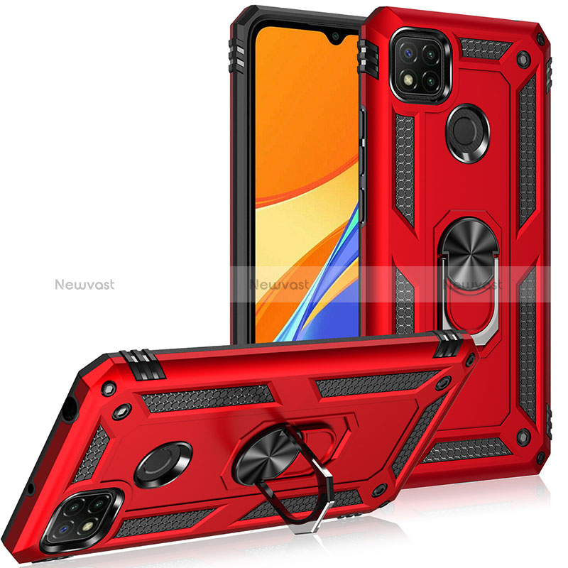 Silicone Matte Finish and Plastic Back Cover Case with Magnetic Finger Ring Stand MQ3 for Xiaomi Redmi 9 Activ