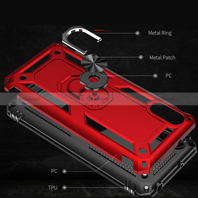 Silicone Matte Finish and Plastic Back Cover Case with Magnetic Finger Ring Stand MQ3 for Xiaomi Redmi 9i