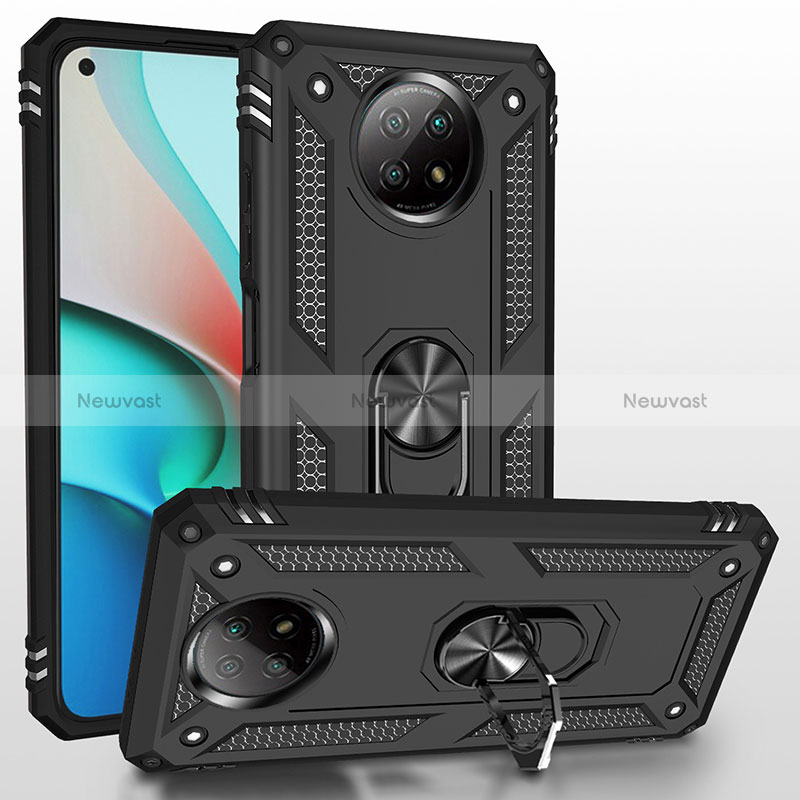 Silicone Matte Finish and Plastic Back Cover Case with Magnetic Finger Ring Stand MQ3 for Xiaomi Redmi Note 9T 5G