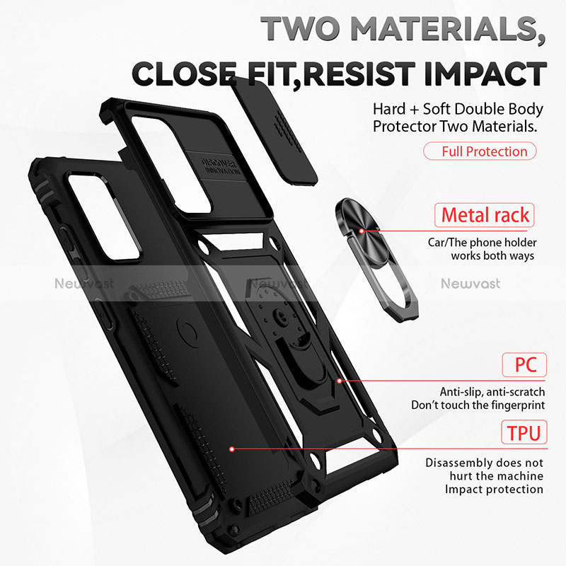 Silicone Matte Finish and Plastic Back Cover Case with Magnetic Finger Ring Stand MQ6 for Samsung Galaxy A52 4G