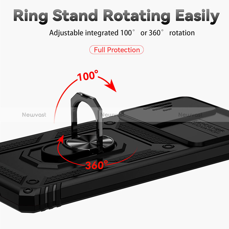 Silicone Matte Finish and Plastic Back Cover Case with Magnetic Finger Ring Stand MQ6 for Samsung Galaxy S20 FE 5G