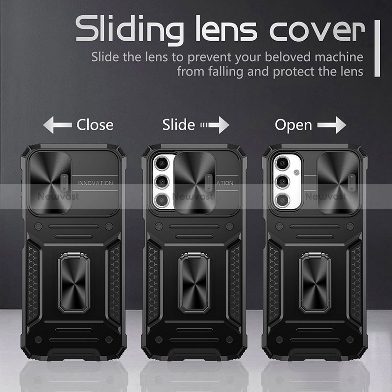 Silicone Matte Finish and Plastic Back Cover Case with Magnetic Finger Ring Stand MQ7 for Samsung Galaxy Jump3 5G