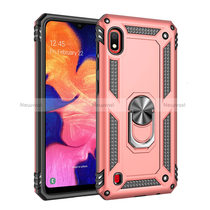 Silicone Matte Finish and Plastic Back Cover Case with Magnetic Finger Ring Stand QW3 for Samsung Galaxy A10