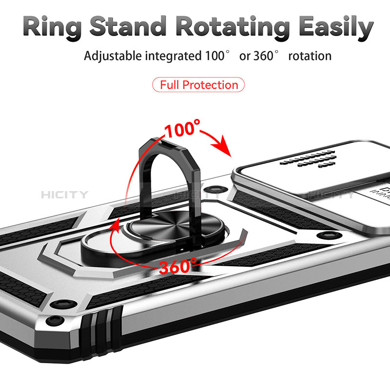 Silicone Matte Finish and Plastic Back Cover Case with Magnetic Finger Ring Stand QW3 for Samsung Galaxy A73 5G