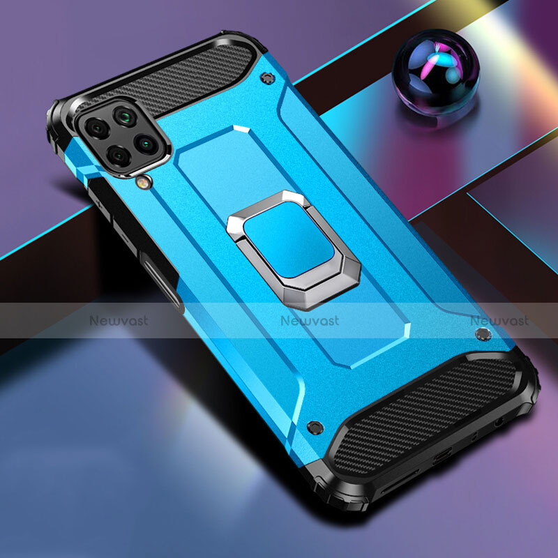 Silicone Matte Finish and Plastic Back Cover Case with Magnetic Finger Ring Stand R02 for Huawei Nova 6 SE
