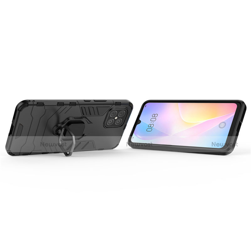 Silicone Matte Finish and Plastic Back Cover Case with Magnetic Finger Ring Stand S01 for Huawei Nova 8 SE 5G