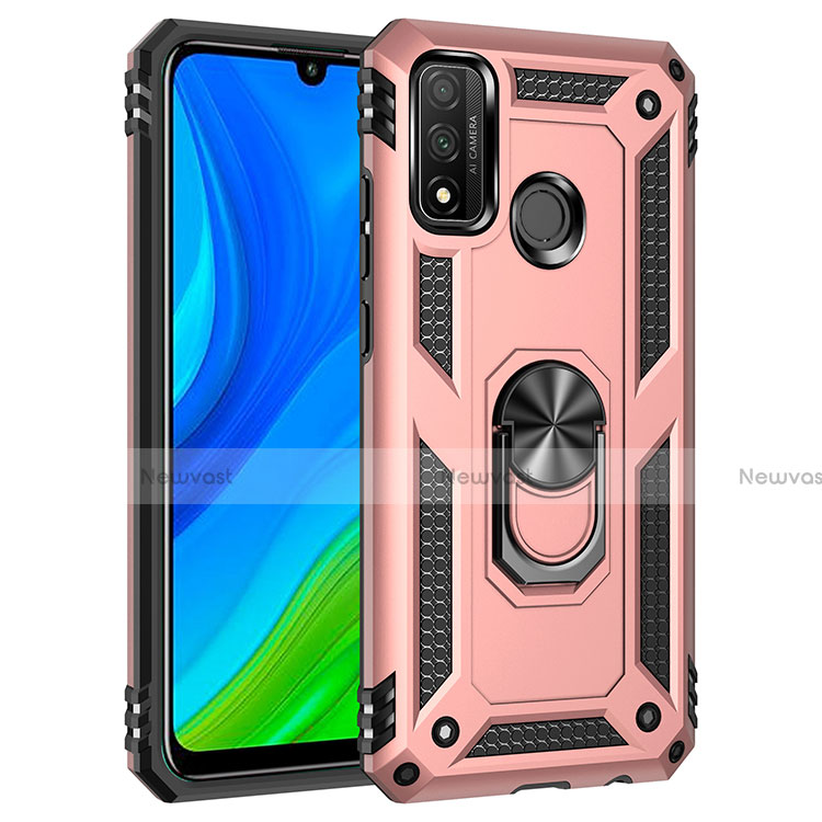 Silicone Matte Finish and Plastic Back Cover Case with Magnetic Finger Ring Stand S01 for Huawei Nova Lite 3 Plus