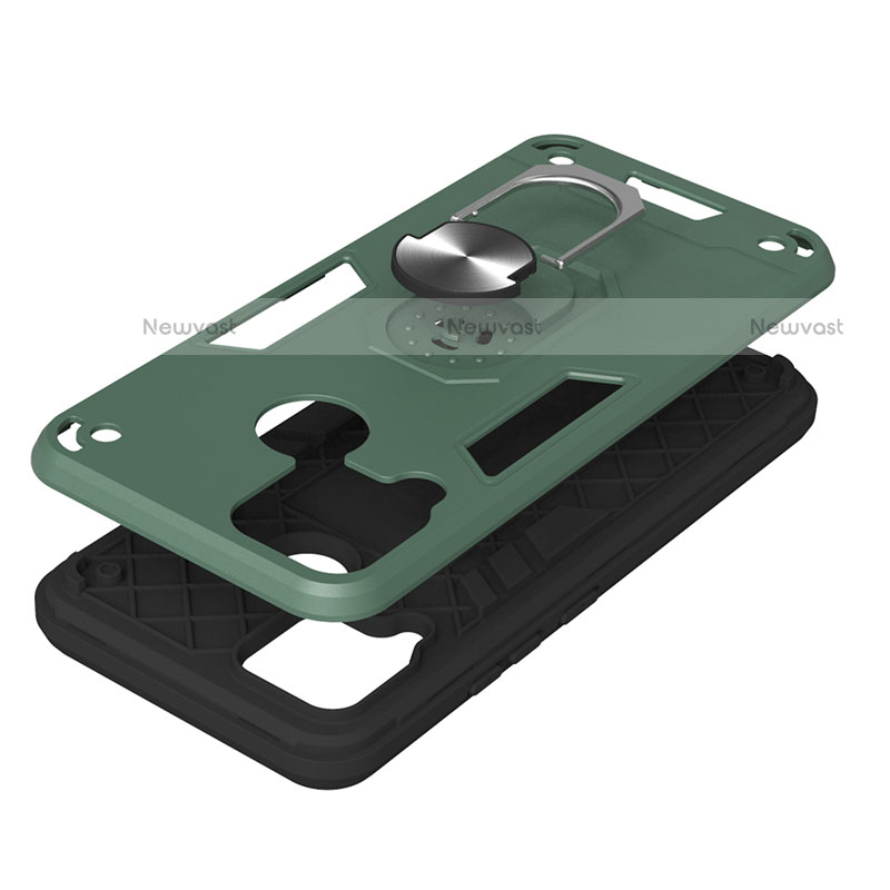 Silicone Matte Finish and Plastic Back Cover Case with Magnetic Finger Ring Stand S01 for Realme C15