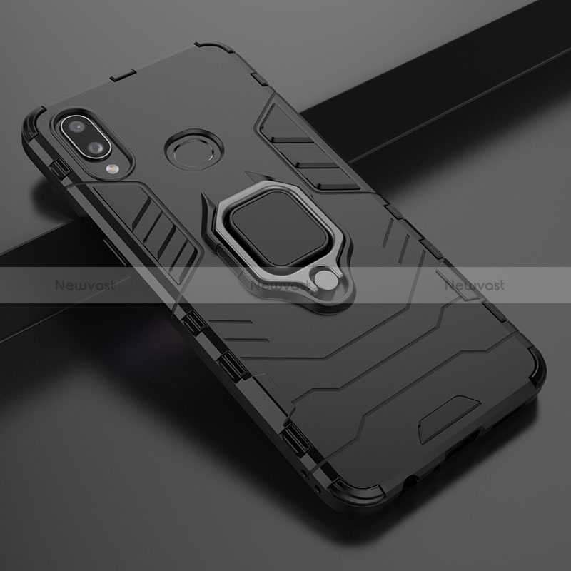 Silicone Matte Finish and Plastic Back Cover Case with Magnetic Finger Ring Stand S02 for Samsung Galaxy A10s