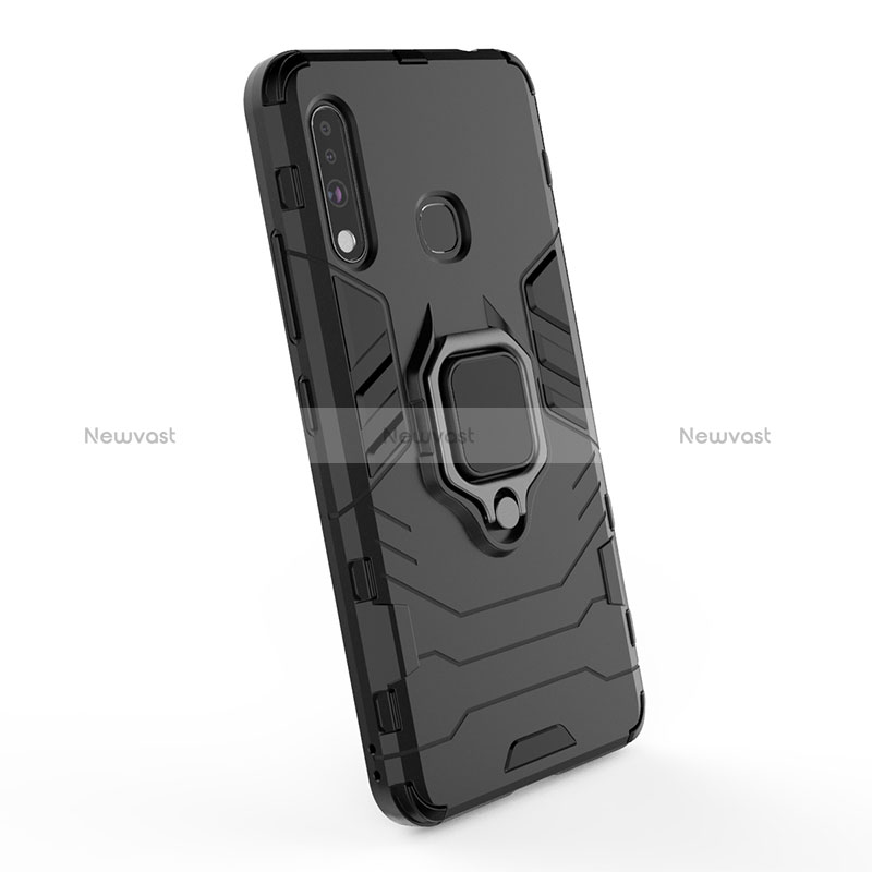 Silicone Matte Finish and Plastic Back Cover Case with Magnetic Finger Ring Stand S02 for Samsung Galaxy A70E