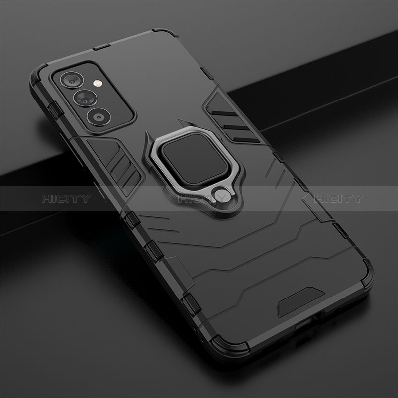 Silicone Matte Finish and Plastic Back Cover Case with Magnetic Finger Ring Stand S02 for Samsung Galaxy A82 5G