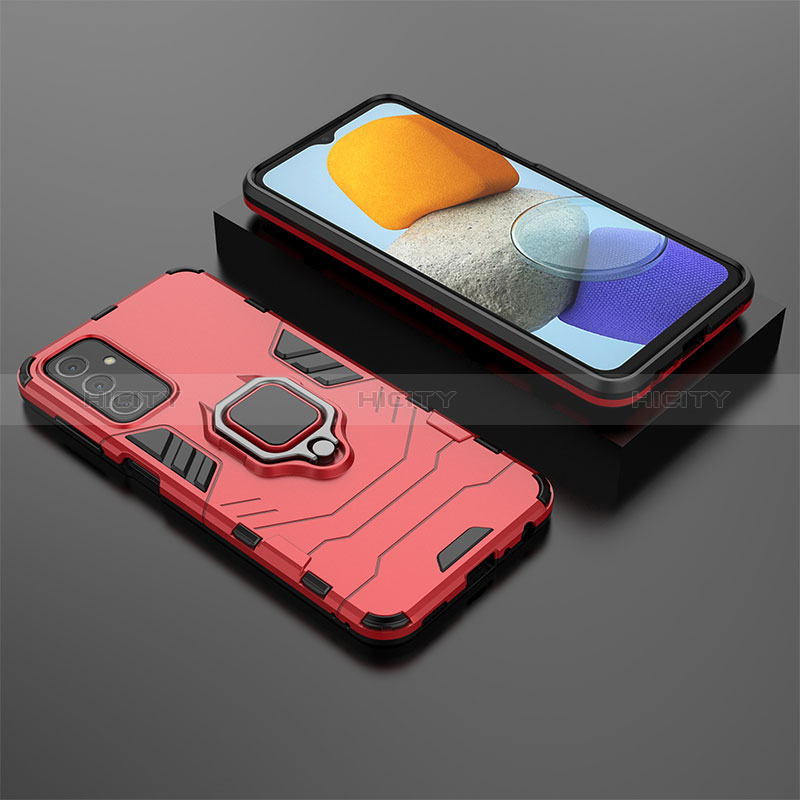 Silicone Matte Finish and Plastic Back Cover Case with Magnetic Finger Ring Stand S02 for Samsung Galaxy F23 5G