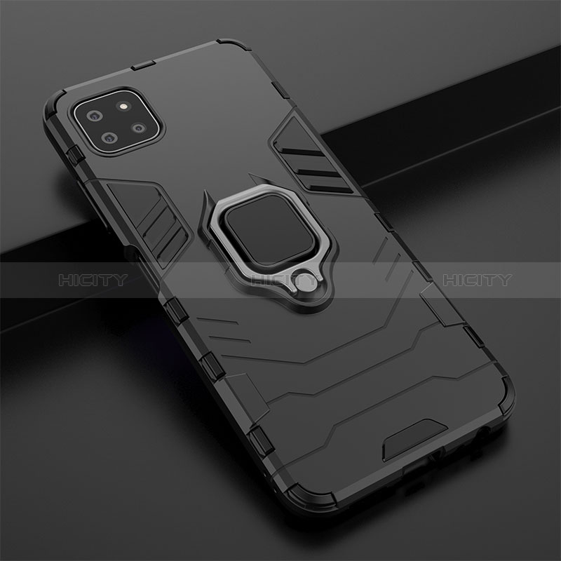 Silicone Matte Finish and Plastic Back Cover Case with Magnetic Finger Ring Stand S02 for Samsung Galaxy F42 5G