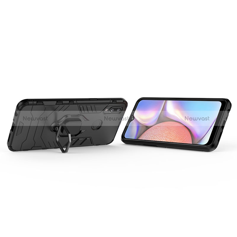 Silicone Matte Finish and Plastic Back Cover Case with Magnetic Finger Ring Stand S02 for Samsung Galaxy M01s