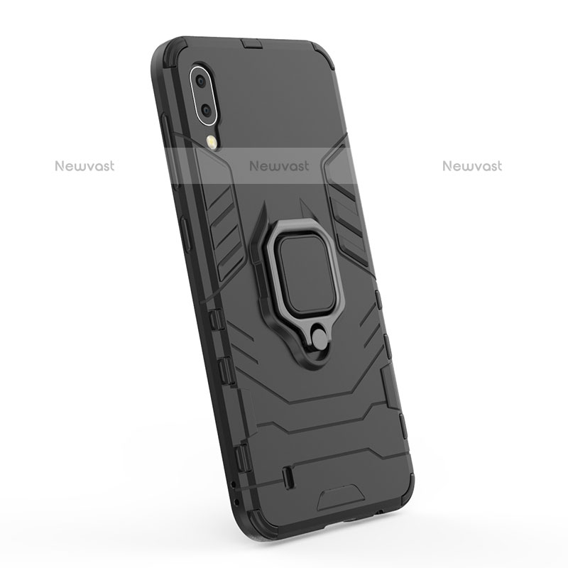 Silicone Matte Finish and Plastic Back Cover Case with Magnetic Finger Ring Stand S02 for Samsung Galaxy M10