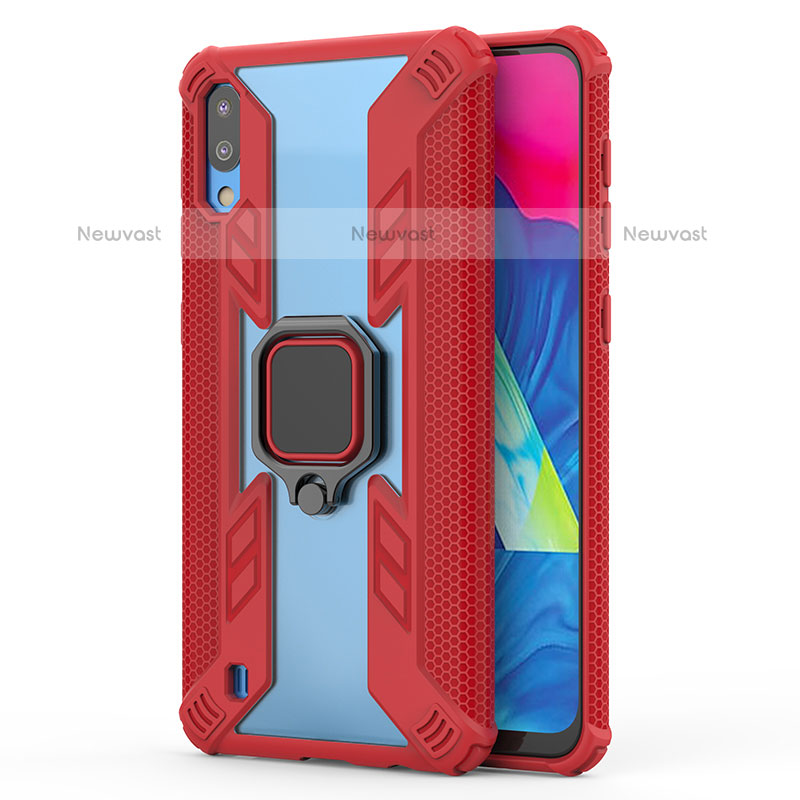 Silicone Matte Finish and Plastic Back Cover Case with Magnetic Finger Ring Stand S03 for Samsung Galaxy M10