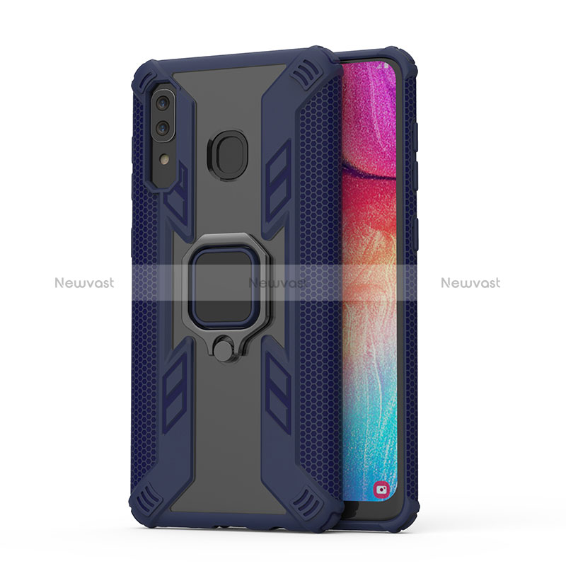 Silicone Matte Finish and Plastic Back Cover Case with Magnetic Finger Ring Stand S04 for Samsung Galaxy M10S