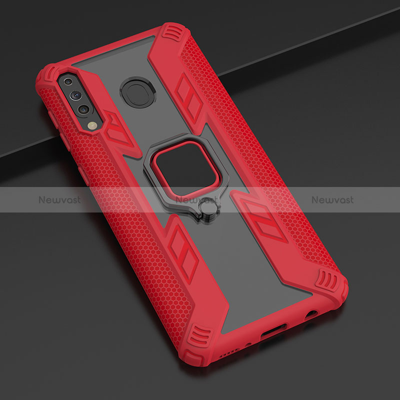 Silicone Matte Finish and Plastic Back Cover Case with Magnetic Finger Ring Stand S06 for Samsung Galaxy A40s