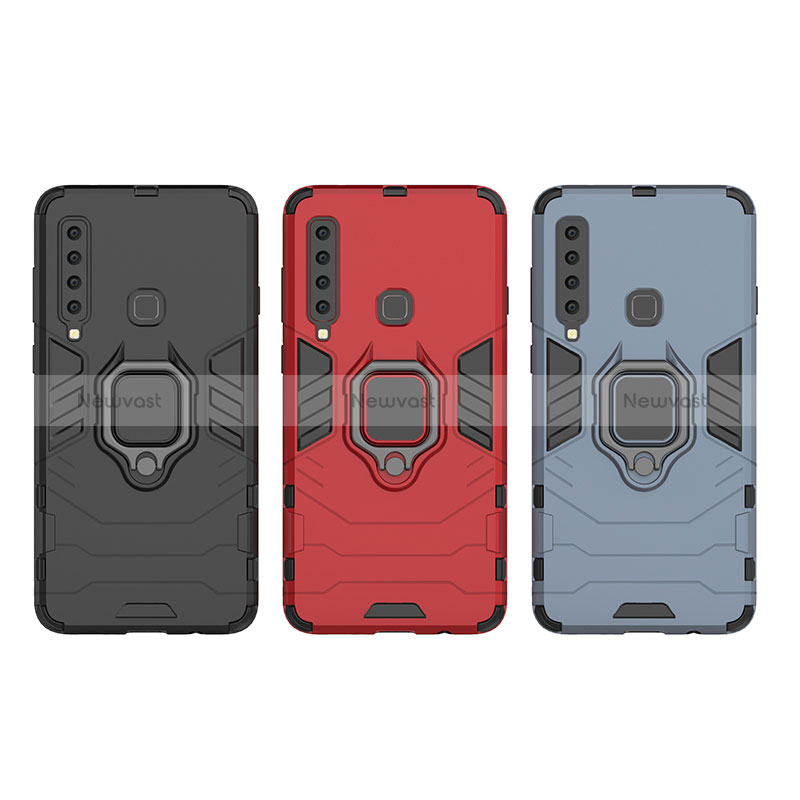 Silicone Matte Finish and Plastic Back Cover Case with Magnetic Finger Ring Stand S06 for Samsung Galaxy A9s