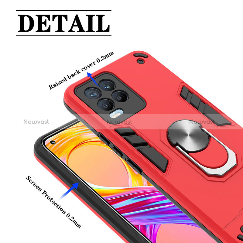 Silicone Matte Finish and Plastic Back Cover Case with Magnetic Finger Ring Stand Y01B for Realme 8 Pro