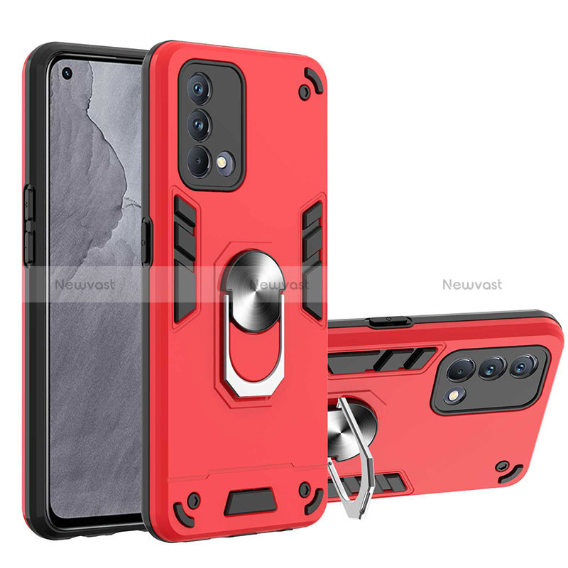 Silicone Matte Finish and Plastic Back Cover Case with Magnetic Finger Ring Stand Y01B for Realme GT Master 5G