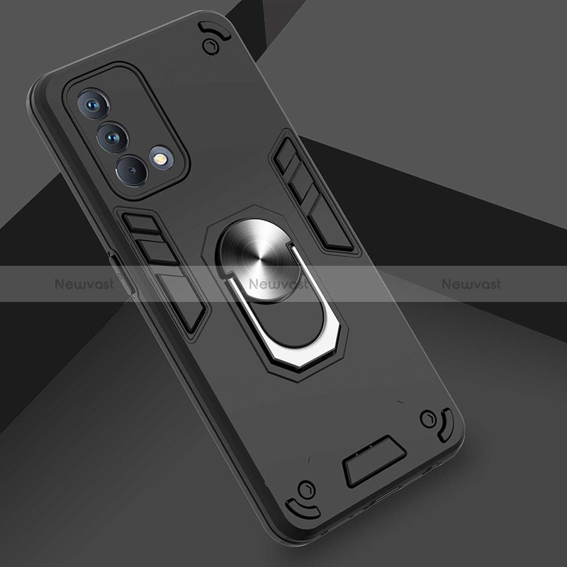 Silicone Matte Finish and Plastic Back Cover Case with Magnetic Finger Ring Stand Y01B for Realme GT Master 5G