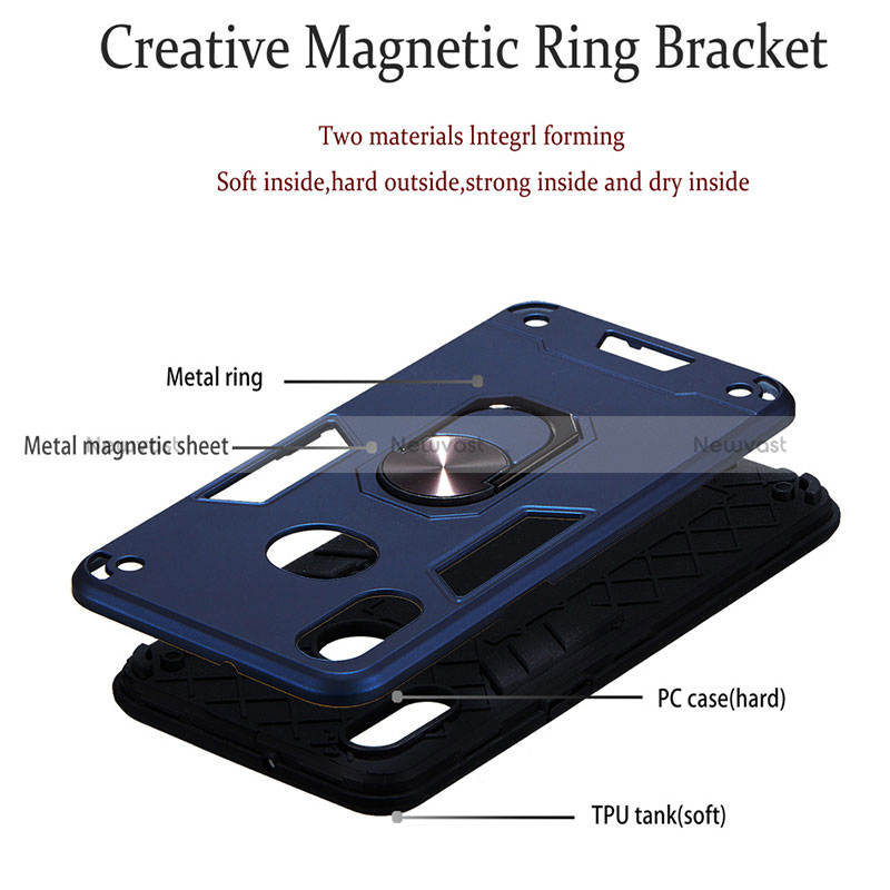 Silicone Matte Finish and Plastic Back Cover Case with Magnetic Finger Ring Stand Y01B for Samsung Galaxy A10s