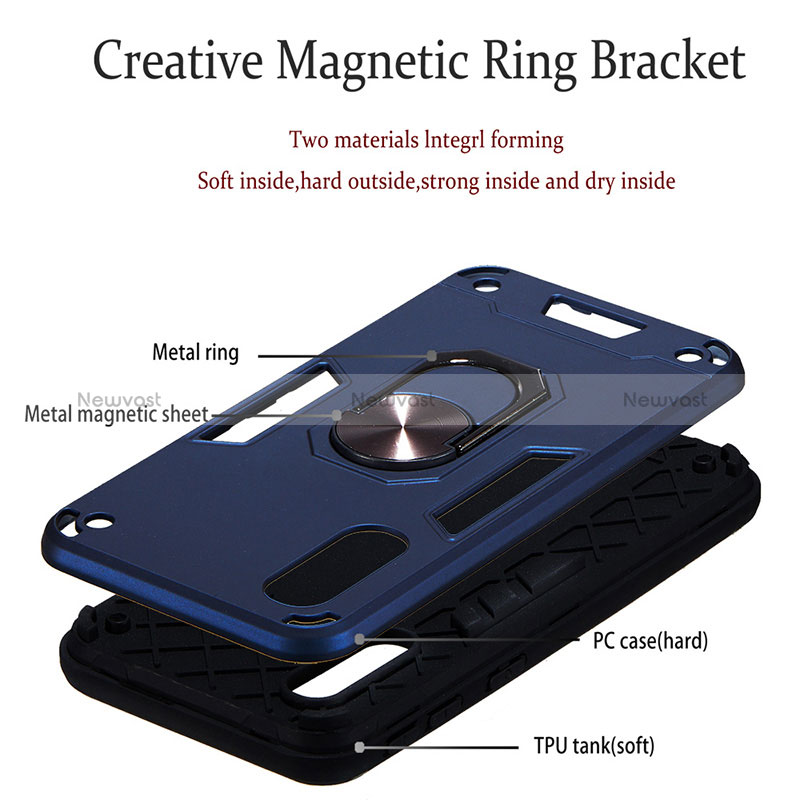 Silicone Matte Finish and Plastic Back Cover Case with Magnetic Finger Ring Stand Y01B for Samsung Galaxy A2 Core A260F A260G