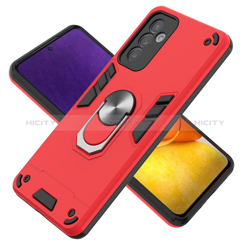 Silicone Matte Finish and Plastic Back Cover Case with Magnetic Finger Ring Stand Y01B for Samsung Galaxy A34 5G