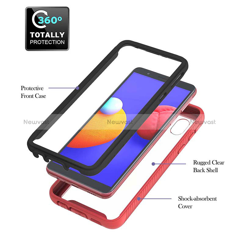 Silicone Matte Finish and Plastic Back Cover Case with Magnetic Finger Ring Stand YB1 for Samsung Galaxy A01 Core