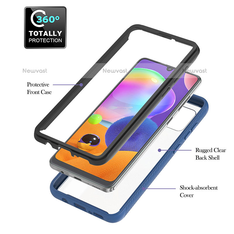 Silicone Matte Finish and Plastic Back Cover Case with Magnetic Finger Ring Stand YB1 for Samsung Galaxy A31