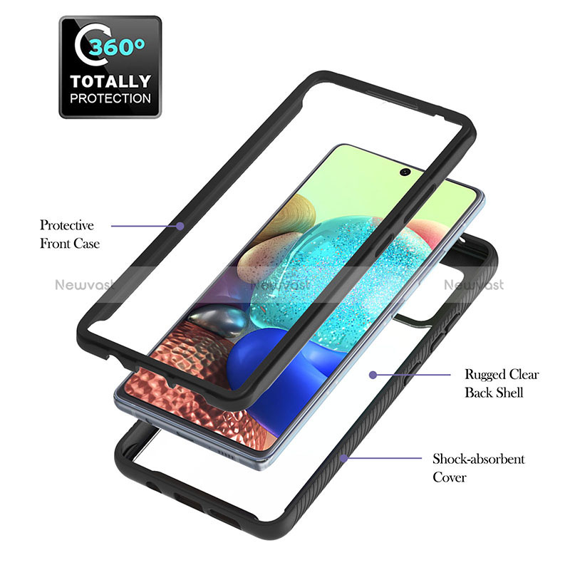 Silicone Matte Finish and Plastic Back Cover Case with Magnetic Finger Ring Stand YB1 for Samsung Galaxy A71 5G