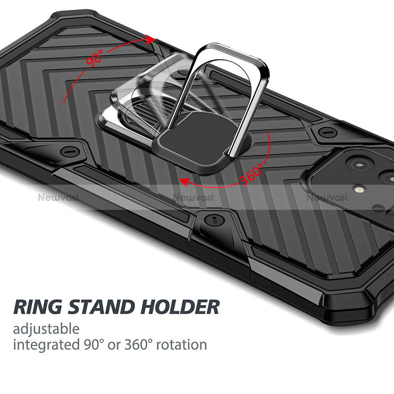 Silicone Matte Finish and Plastic Back Cover Case with Magnetic Finger Ring Stand YF1 for Samsung Galaxy S10 Lite