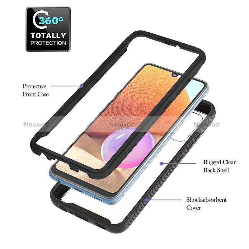 Silicone Matte Finish and Plastic Back Cover Case with Magnetic Finger Ring Stand ZJ1 for Samsung Galaxy A32 4G