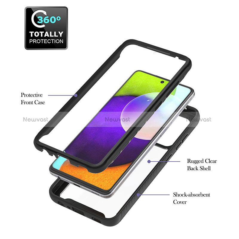 Silicone Matte Finish and Plastic Back Cover Case with Magnetic Finger Ring Stand ZJ1 for Samsung Galaxy A52 4G