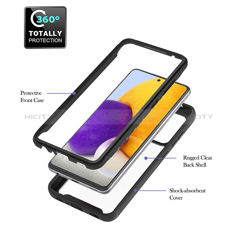 Silicone Matte Finish and Plastic Back Cover Case with Magnetic Finger Ring Stand ZJ1 for Samsung Galaxy A72 4G