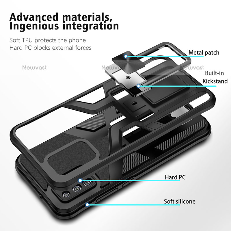 Silicone Matte Finish and Plastic Back Cover Case with Magnetic Finger Ring Stand ZL1 for Samsung Galaxy A02s